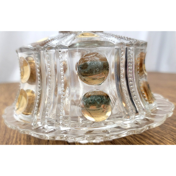 Antique Famous Gold by Co-Operative Flint EAPG Clear Butter Cover Dish 1880S - Picture 7 of 12